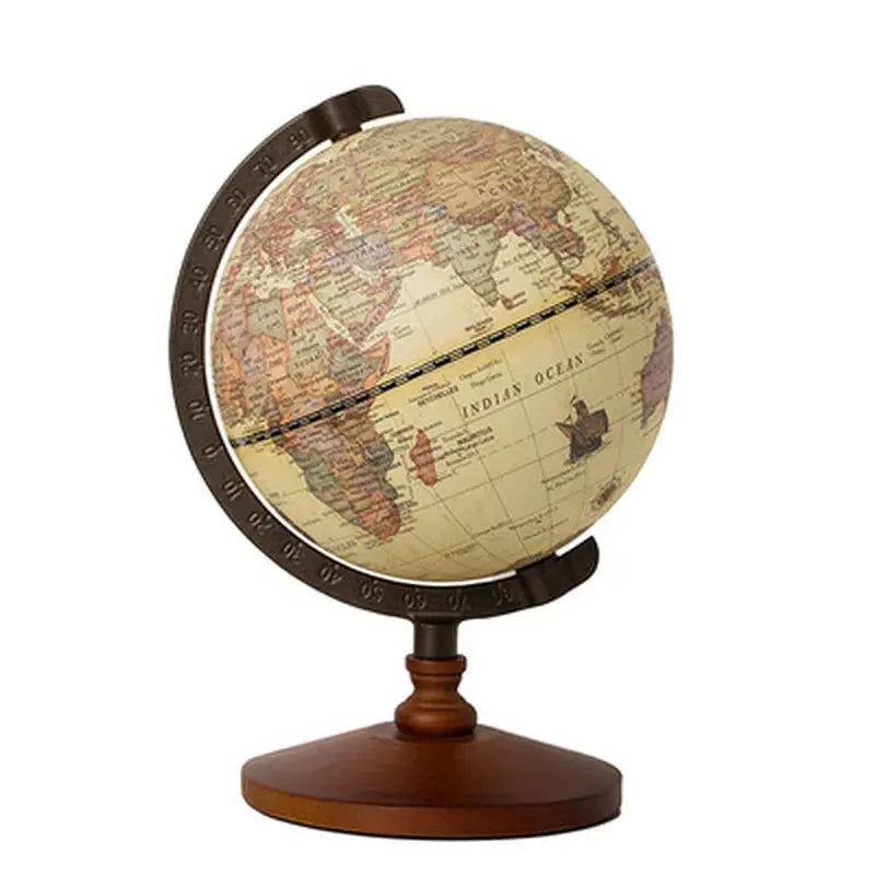English Vintage World Globe – Wooden Base Desk Decor - Valentine Vintage