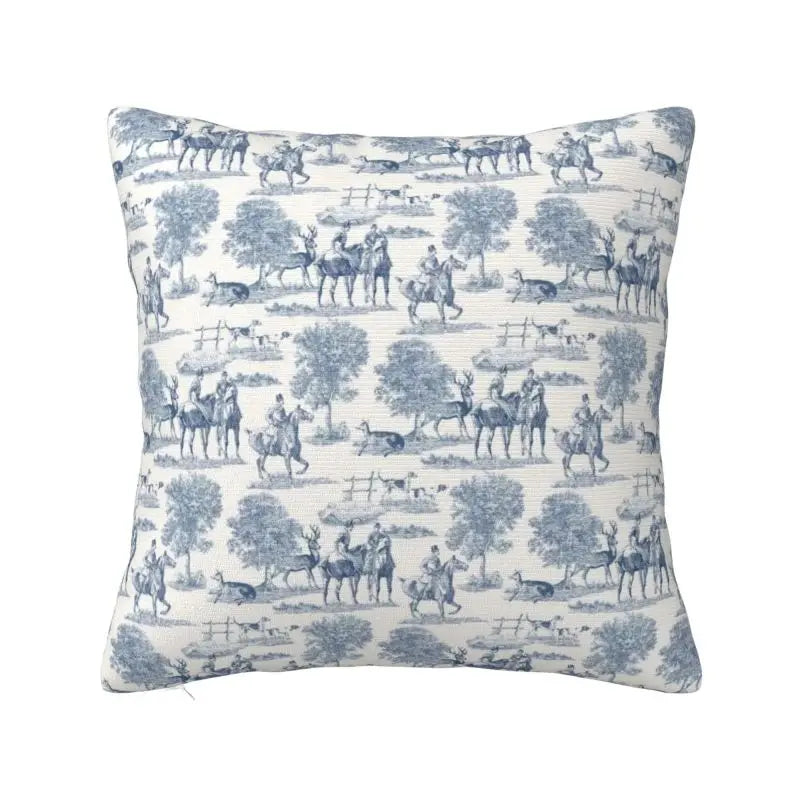 Toile de Jouy Navy Pillow Cover – French Countryside Floral Cushion Cover, Double-Sided Print Valentine Vintage