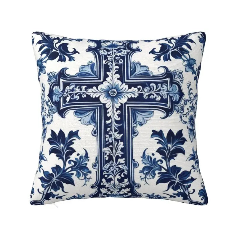 Toile de Jouy Navy Pillow Cover – French Countryside Floral Cushion Cover, Double-Sided Print Valentine Vintage