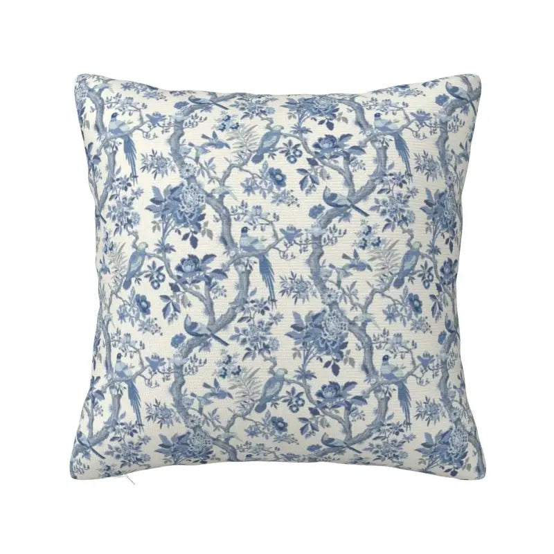 Toile de Jouy Navy Pillow Cover – French Countryside Floral Cushion Cover, Double-Sided Print Valentine Vintage
