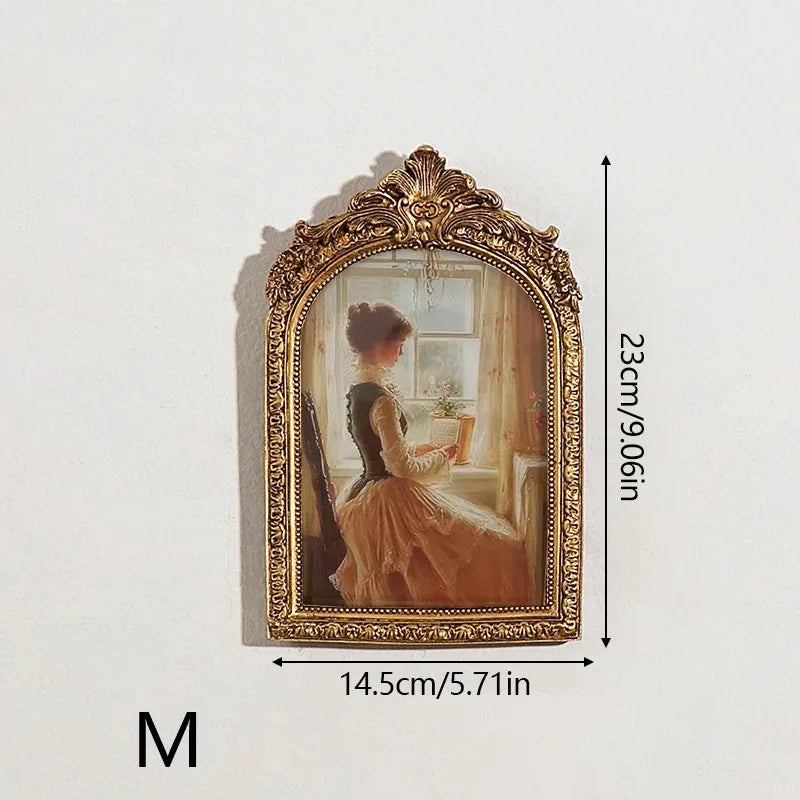 Regal Arch Antique Gold Photo Frame – Ornate Resin Picture Display for Wall or Tabletop Décor Valentine Vintage