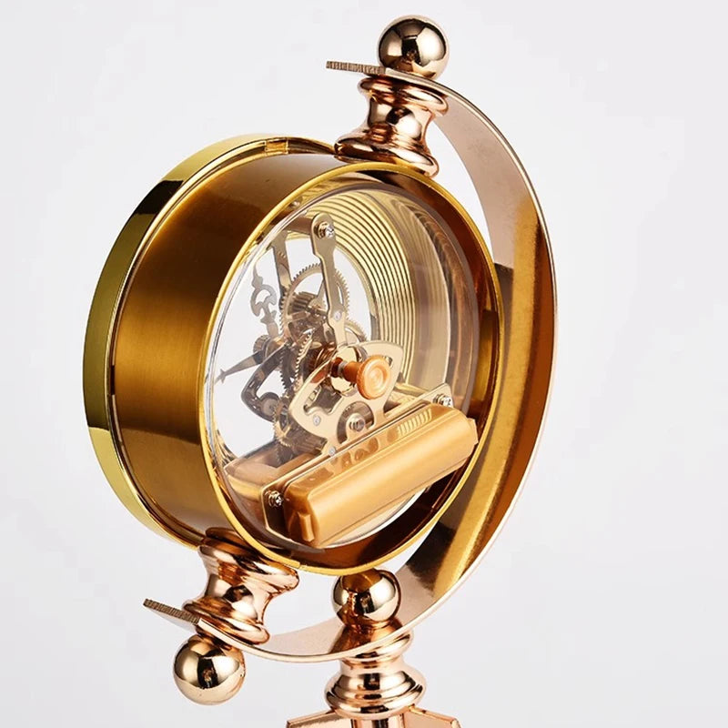 Golden Luxe Silent Quartz Desk Clock – Elegant Metal Tabletop Timepiece for Home & Office Décor Valentine Vintage