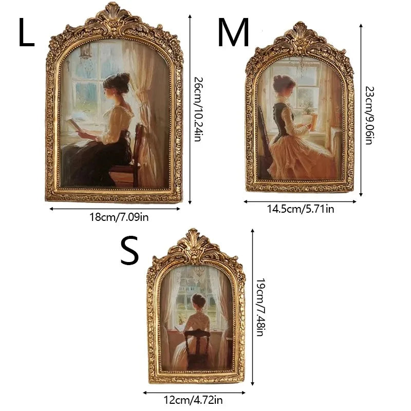 Regal Arch Antique Gold Photo Frame – Ornate Resin Picture Display for Wall or Tabletop Décor Valentine Vintage