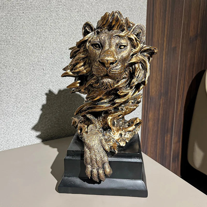 Regal Nordic Lion – Vintage Resin Sculpture for Luxurious Living Decor Valentine Vintage