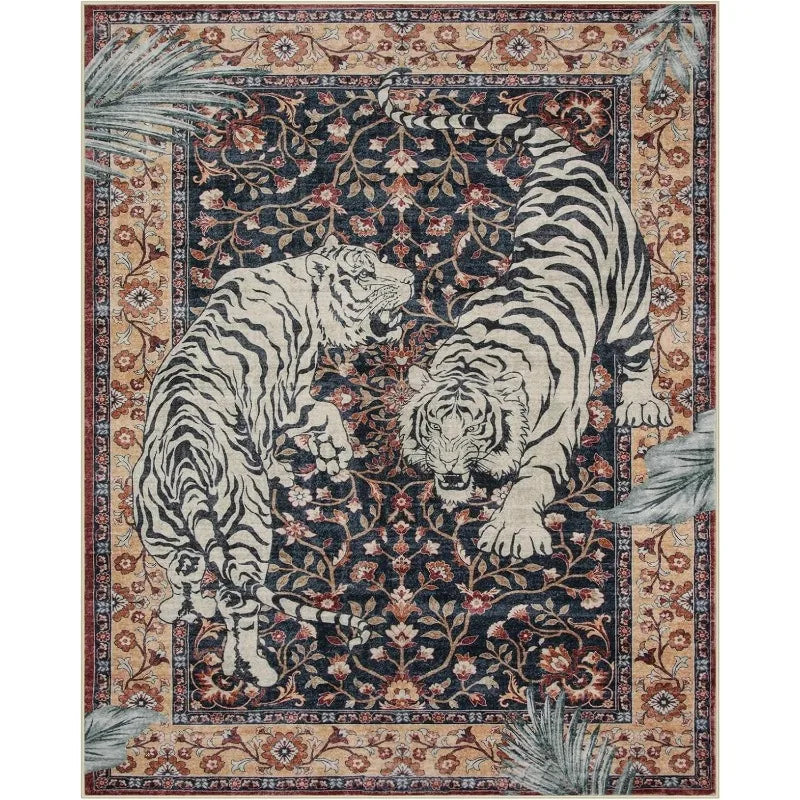 Majestic Jungle Tiger Rug – Vintage Large Rug For Quaint Home Living Valentine Vintage