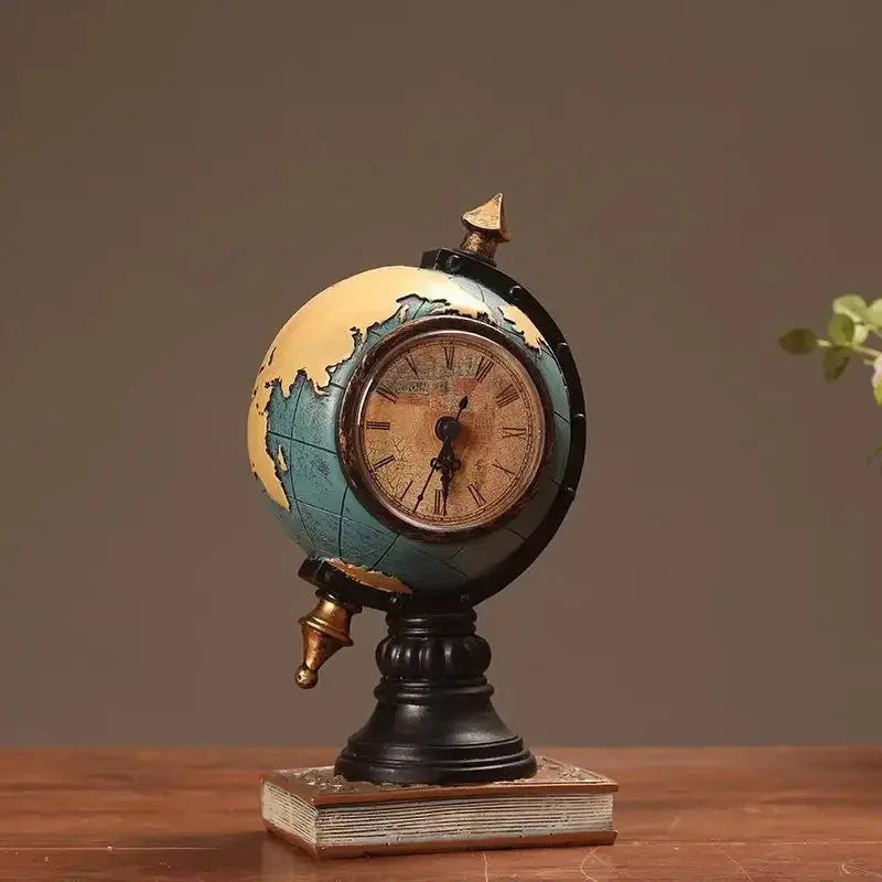 Vintage Globe Clock – Timeless Tabletop Ornament - Valentine Vintage