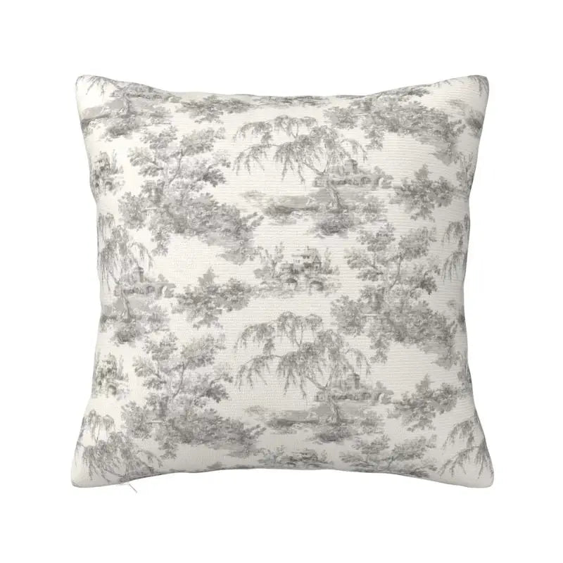 Toile de Jouy Navy Pillow Cover – French Countryside Floral Cushion Cover, Double-Sided Print Valentine Vintage