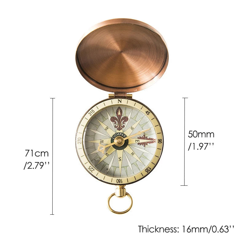 Vintage Copper Nautical Compass – Flip Cover Pocket Timepiece for Travel & Décor Valentine Vintage