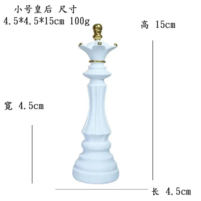 Resin Retro International Chess Figurine for Interior King Knight Sculpture Home Desktop Decor Living Room Decoration Valentine Vintage