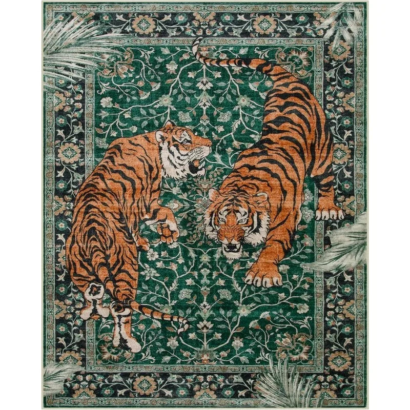 Majestic Jungle Tiger Rug – Vintage Large Rug For Quaint Home Living Valentine Vintage