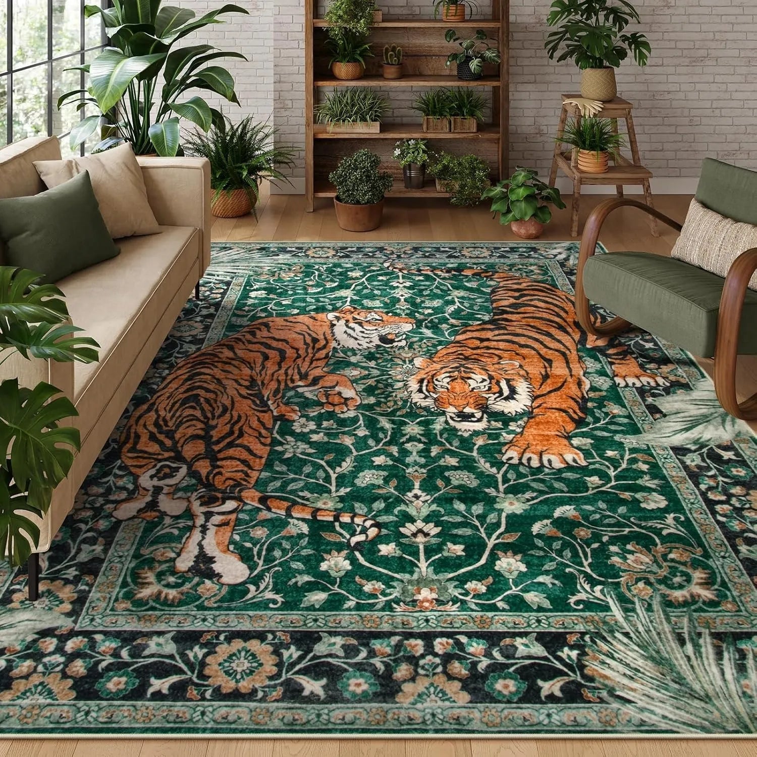Majestic Jungle Tiger Rug – Vintage Large Rug For Quaint Home Living Valentine Vintage
