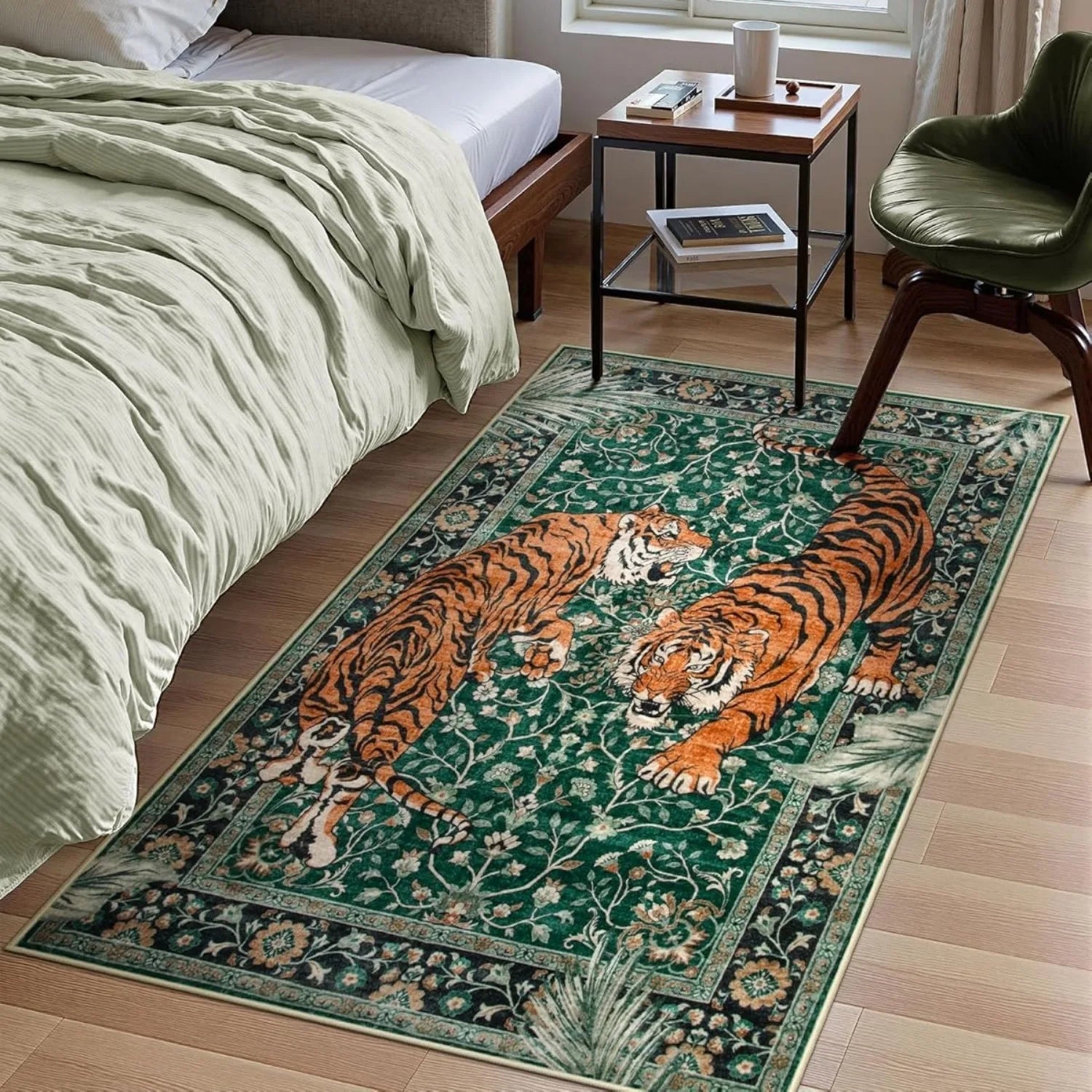 Majestic Jungle Tiger Rug – Vintage Large Rug For Quaint Home Living Valentine Vintage