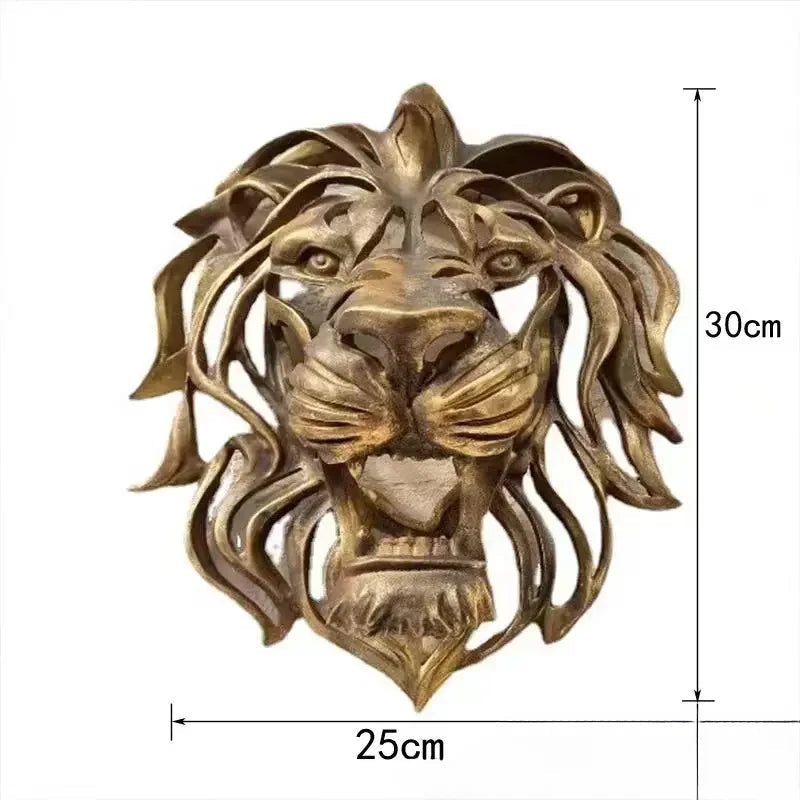 Wall Hanging Lion Head Art Sculpture Cool Gold Lion King Resin Sculpture Entryway Bedroom Home Wall Hangings Luxury Wall Decor Valentine Vintage
