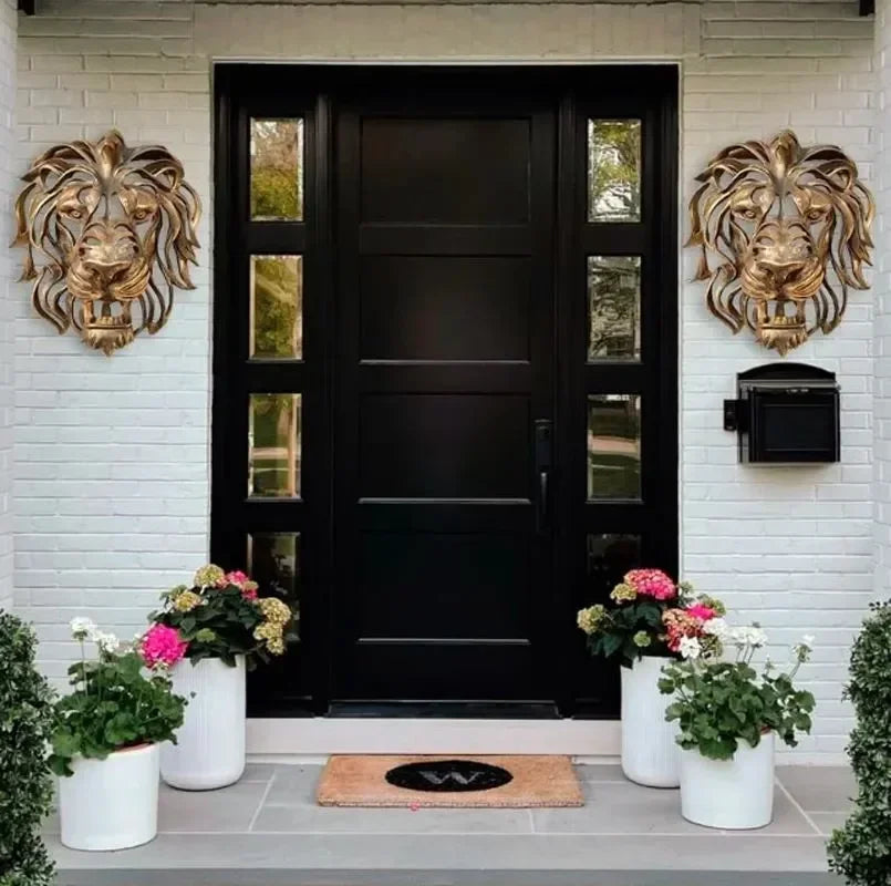 Wall Hanging Lion Head Art Sculpture Cool Gold Lion King Resin Sculpture Entryway Bedroom Home Wall Hangings Luxury Wall Decor Valentine Vintage