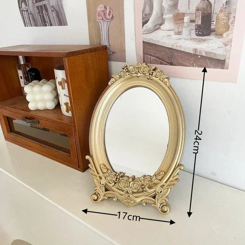 French Baroque Gold Table Mirror & Tray Valentine Vintage