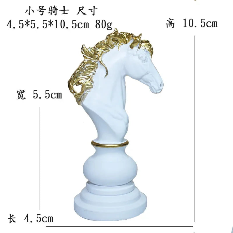 Resin Retro International Chess Figurine for Interior King Knight Sculpture Home Desktop Decor Living Room Decoration Valentine Vintage