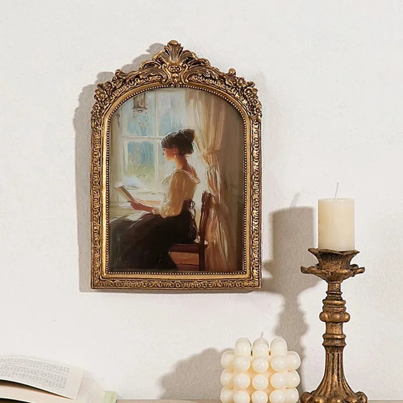 Regal Arch Antique Gold Photo Frame – Ornate Resin Picture Display for Wall or Tabletop Décor Valentine Vintage