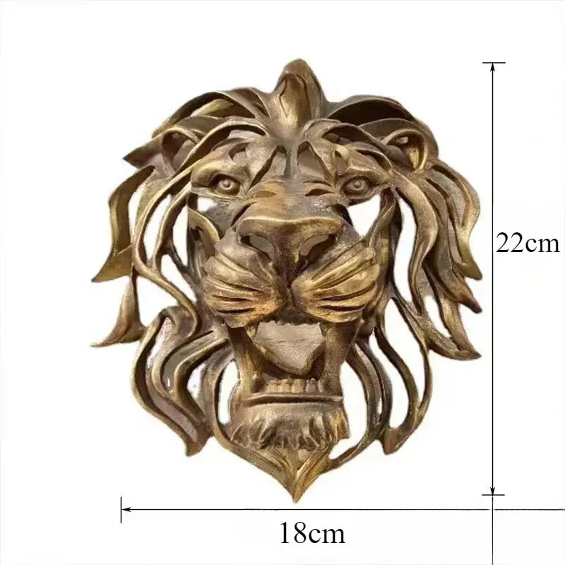 Wall Hanging Lion Head Art Sculpture Cool Gold Lion King Resin Sculpture Entryway Bedroom Home Wall Hangings Luxury Wall Decor Valentine Vintage