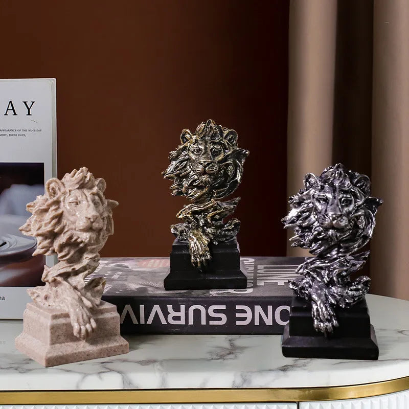 Regal Nordic Lion – Vintage Resin Sculpture for Luxurious Living Decor Valentine Vintage