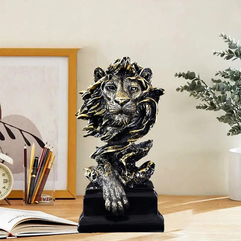Regal Nordic Lion – Vintage Resin Sculpture for Luxurious Living Decor Valentine Vintage