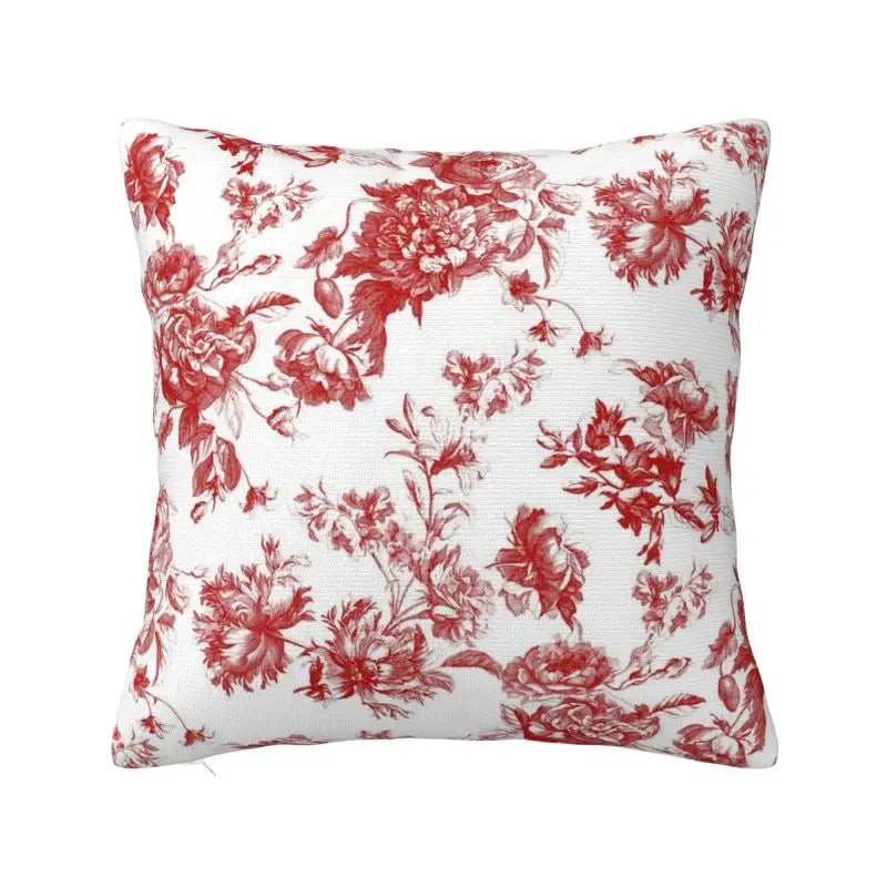 Toile de Jouy Navy Pillow Cover – French Countryside Floral Cushion Cover, Double-Sided Print Valentine Vintage