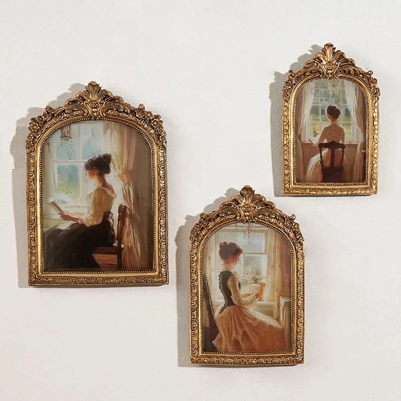 Regal Arch Antique Gold Photo Frame – Ornate Resin Picture Display for Wall or Tabletop Décor Valentine Vintage