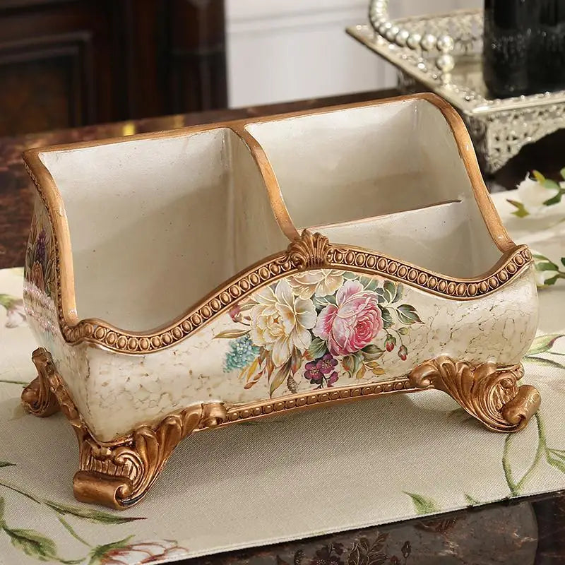 Creative European Style Storage Box Ornament Retro Remote Control Box Desktop Living Room Coffee Table Home Decoration Valentine Vintage