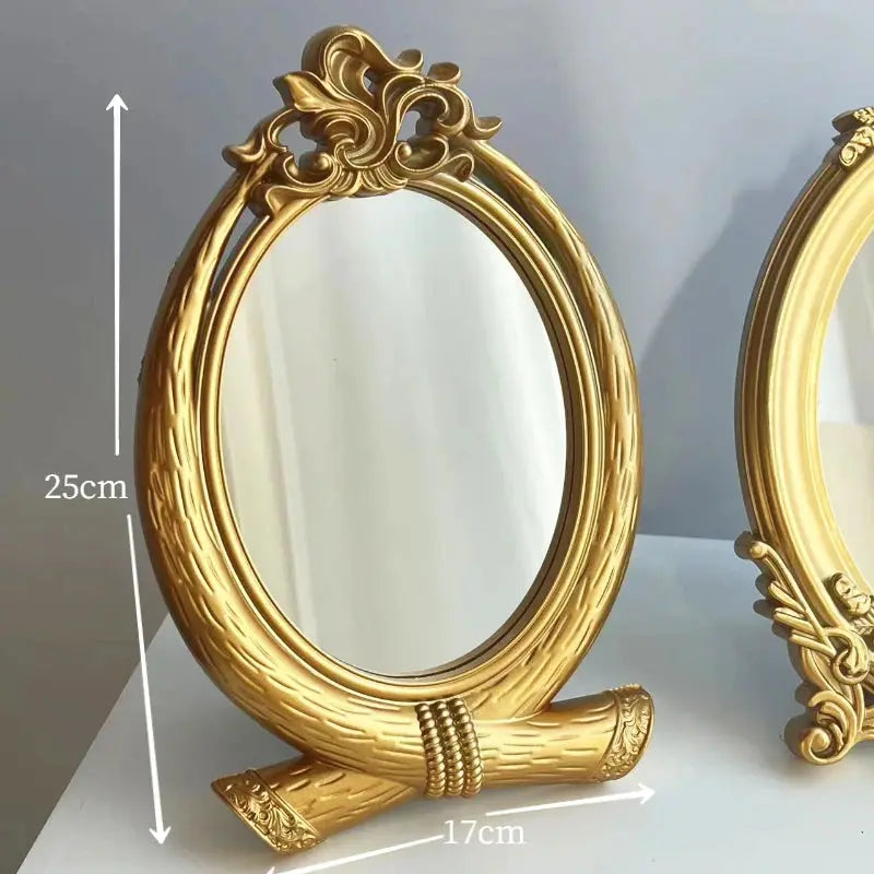 French Baroque Gold Table Mirror & Tray Valentine Vintage