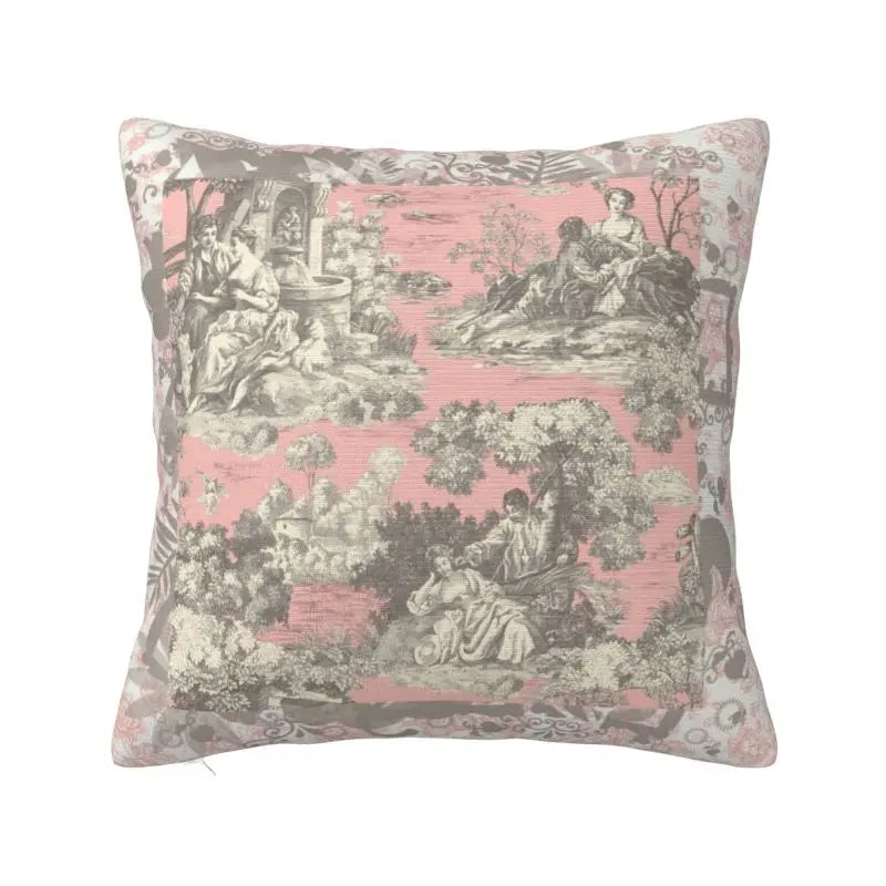 Toile de Jouy Navy Pillow Cover – French Countryside Floral Cushion Cover, Double-Sided Print Valentine Vintage