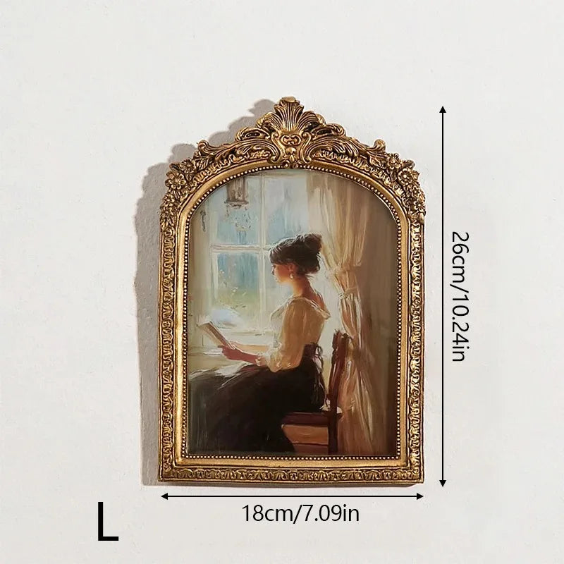 Regal Arch Antique Gold Photo Frame – Ornate Resin Picture Display for Wall or Tabletop Décor Valentine Vintage