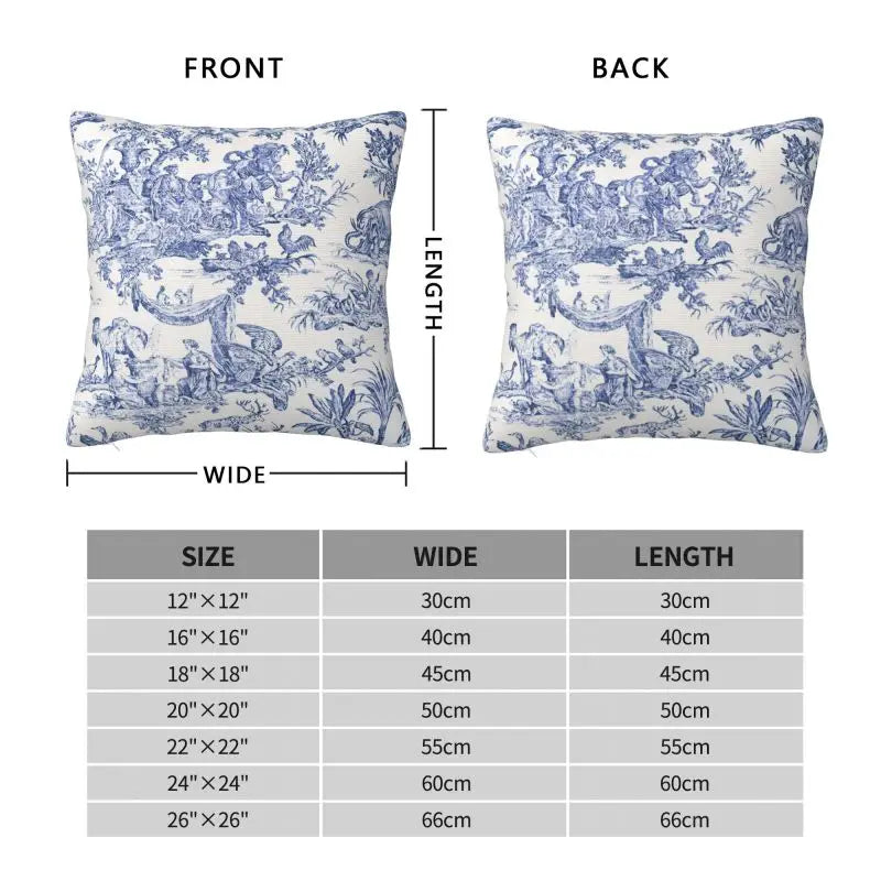 Toile de Jouy Navy Pillow Cover – French Countryside Floral Cushion Cover, Double-Sided Print Valentine Vintage