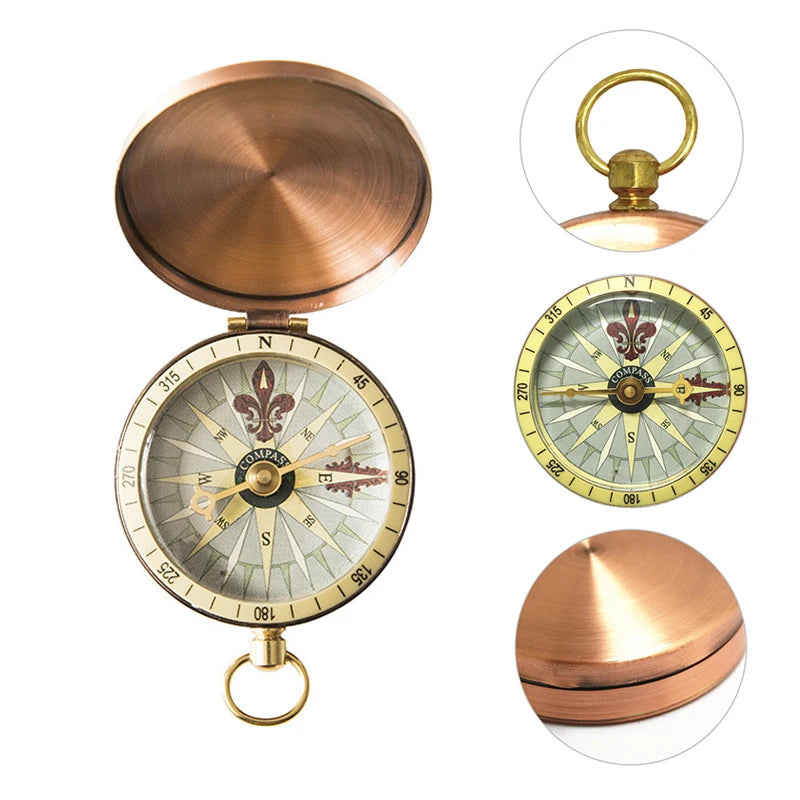 Vintage Copper Nautical Compass – Flip Cover Pocket Timepiece for Travel & Décor Valentine Vintage