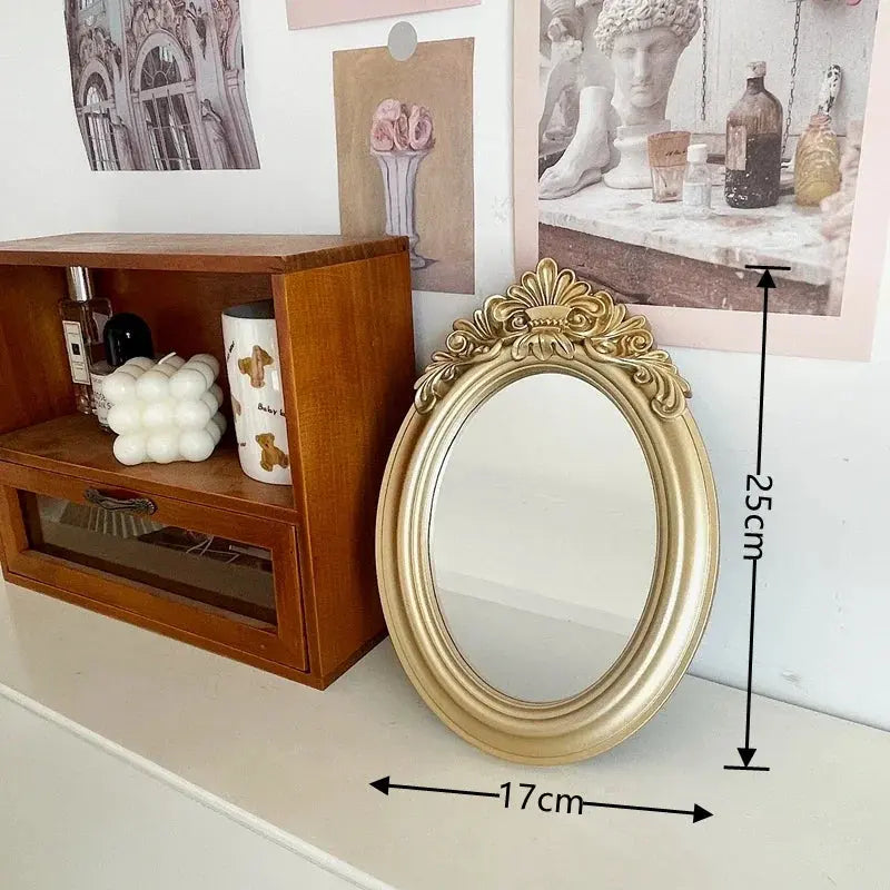 French Baroque Gold Table Mirror & Tray Valentine Vintage