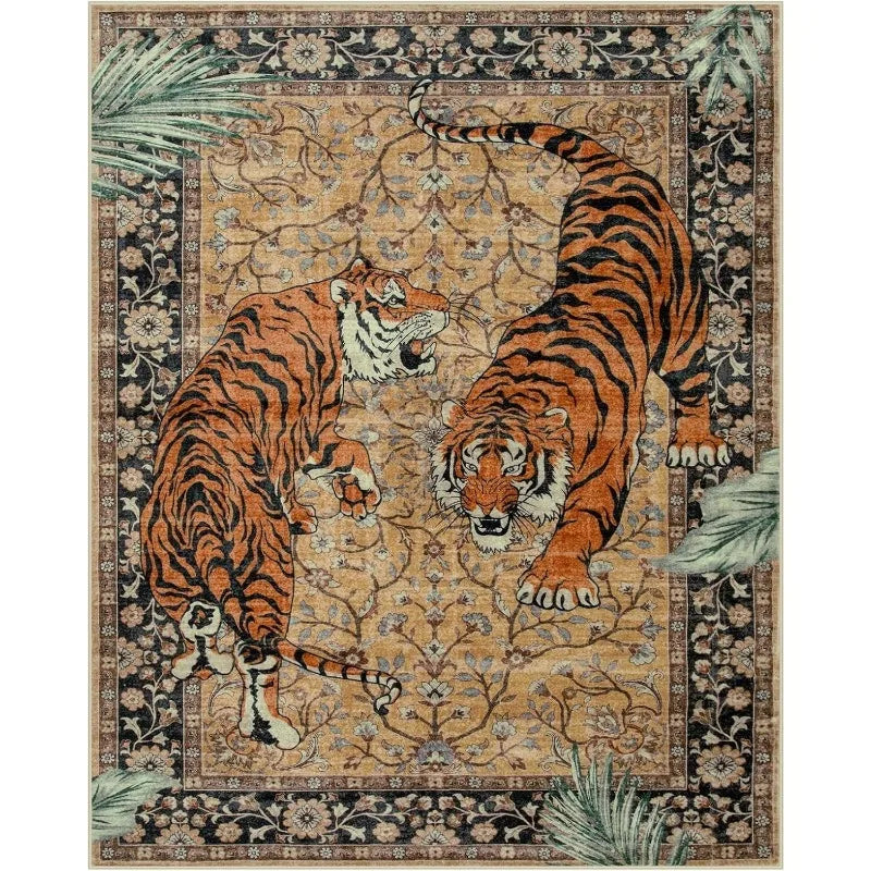 Majestic Jungle Tiger Rug – Vintage Large Rug For Quaint Home Living Valentine Vintage