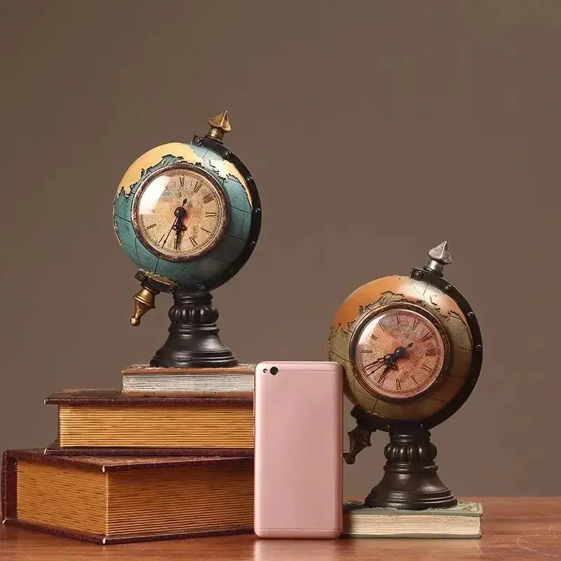 Vintage Globe Clock – Timeless Tabletop Ornament - Valentine Vintage