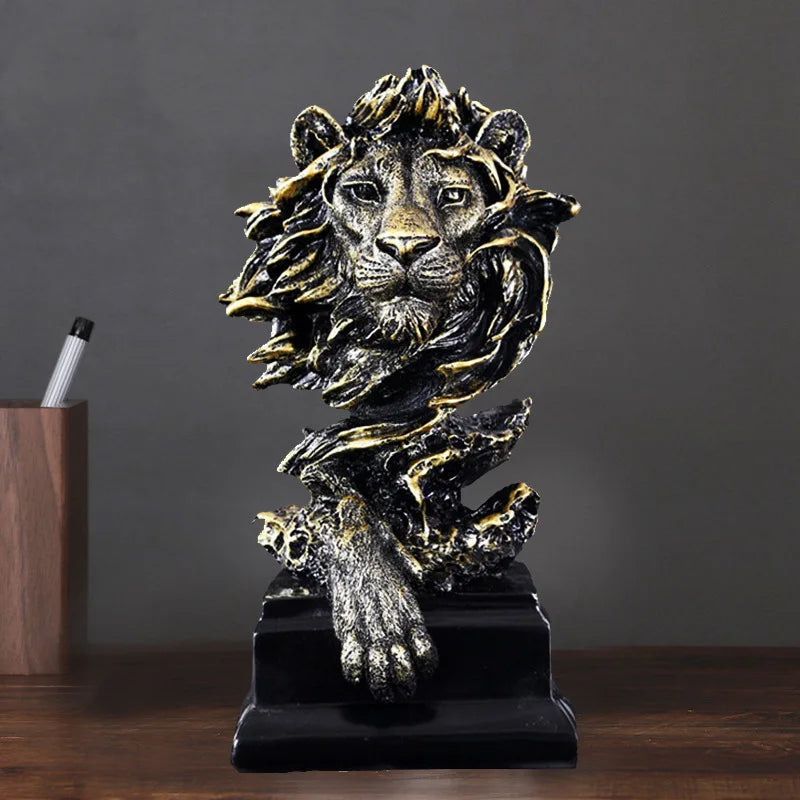 Regal Nordic Lion – Vintage Resin Sculpture for Luxurious Living Decor Valentine Vintage
