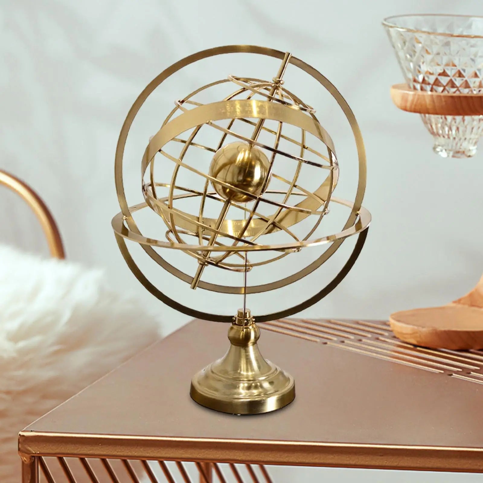Rotating Globe Ornament – Elegant Desktop Decor & Housewarming Gift for Home or Office Valentine Vintage